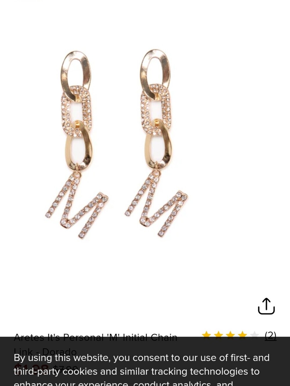 Gold Initial M Drop Chain Earrings - Elegant Women Jewelry